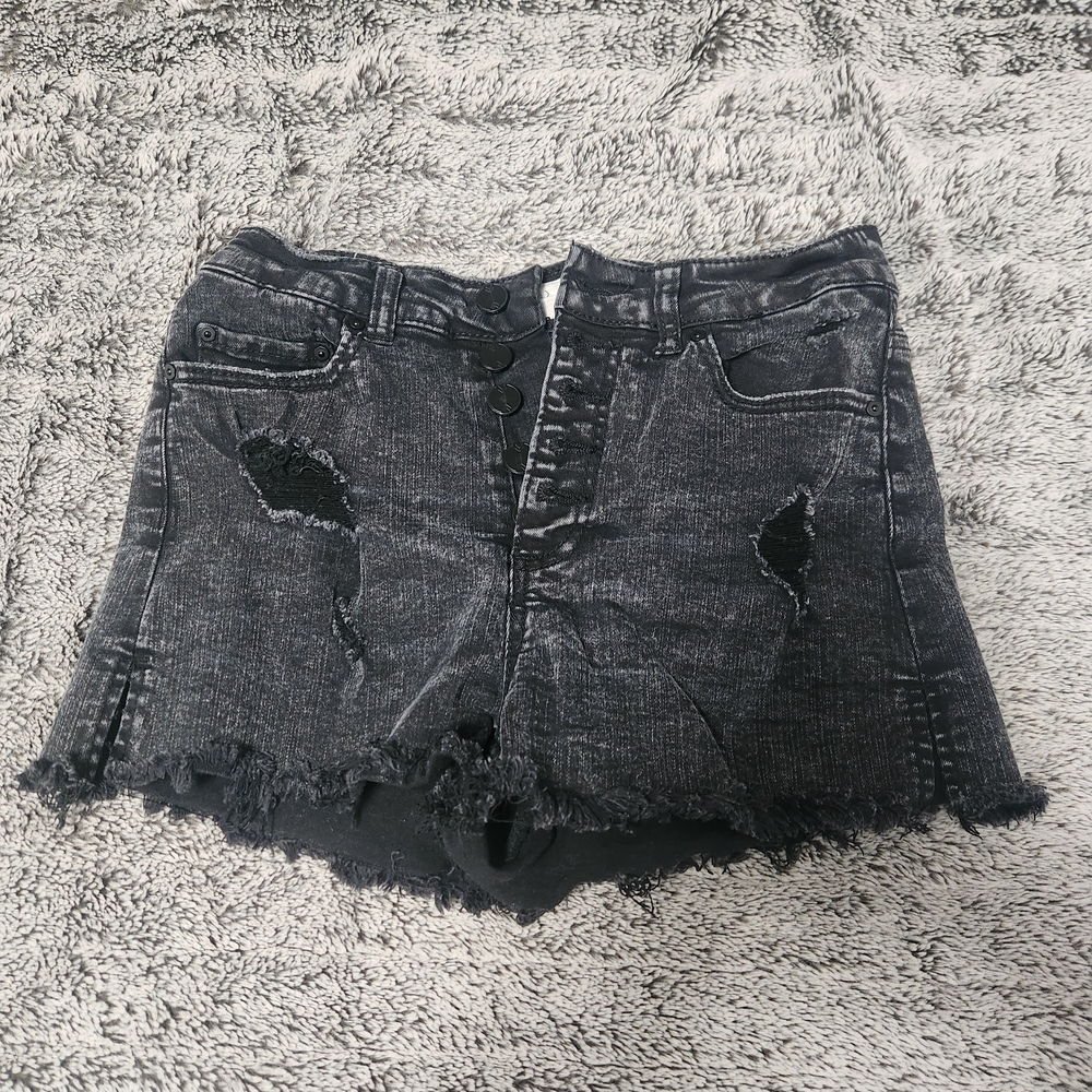 Edgy Black Distressed Denim Shorts